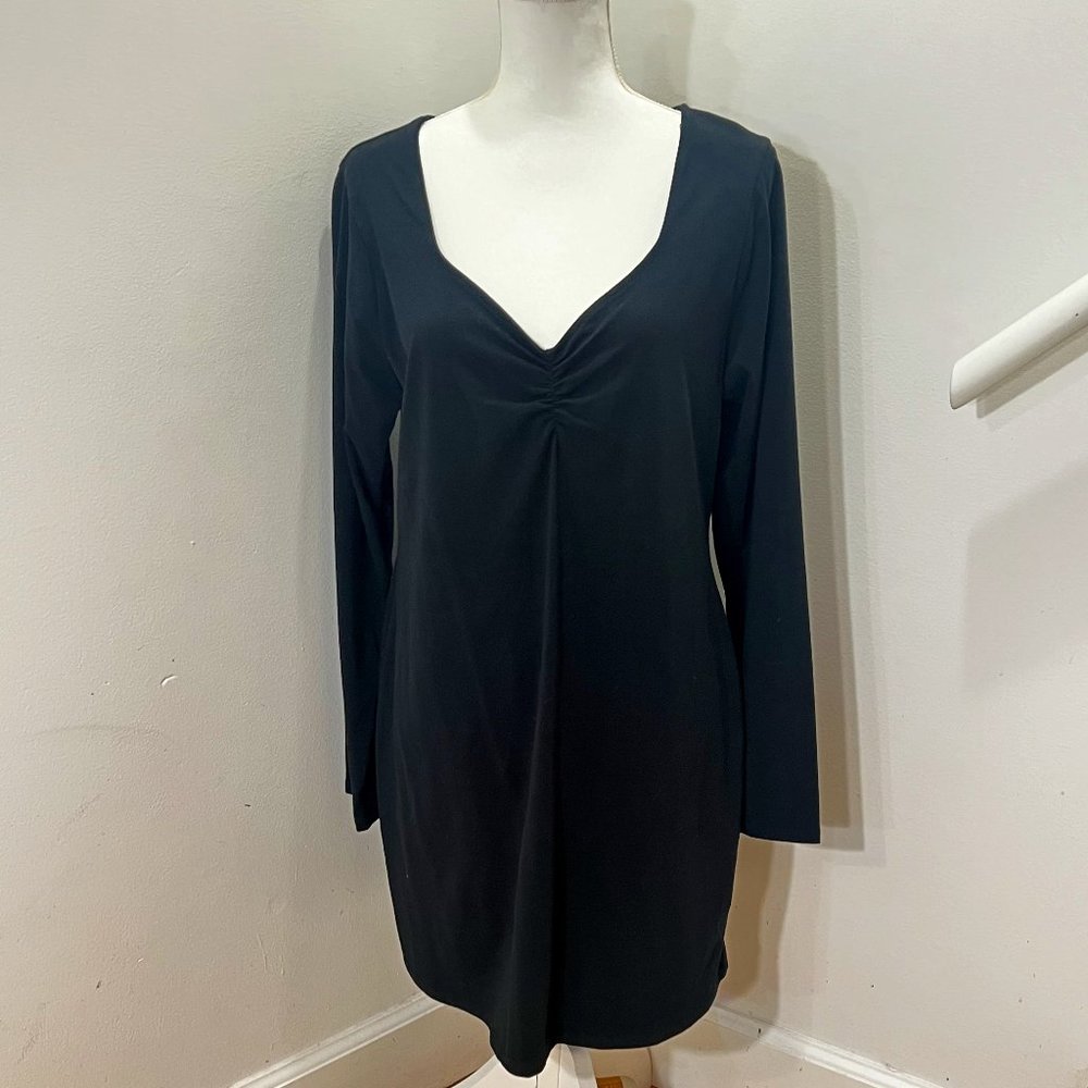 NWT Wild Fable Flattering Cotton/Spandex Black Dress Long Sleeve